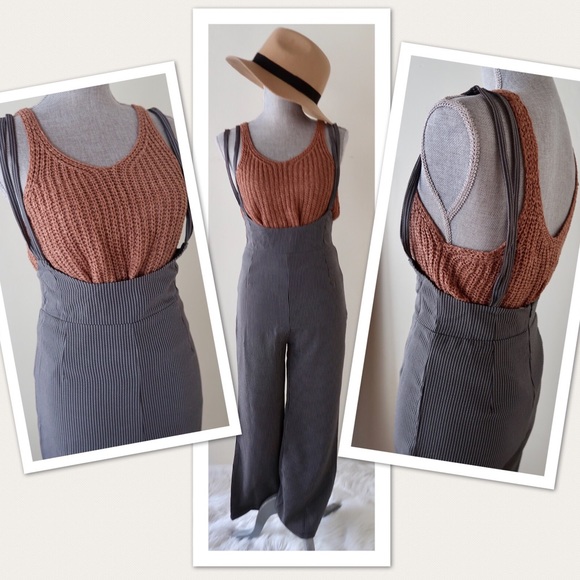 Last Small❣️MADISON-Overall Black& Grey Striped - Picture 2 of 6